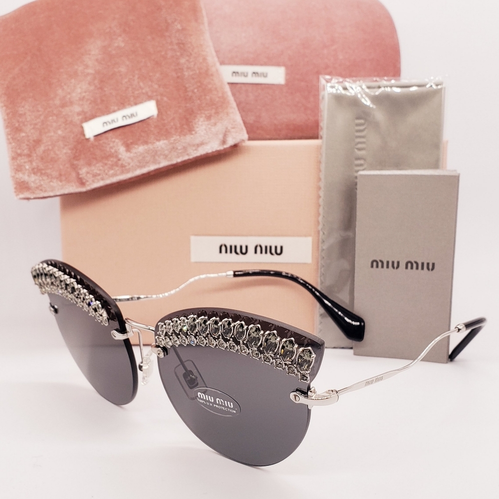 MIU MIU Crystal Trim Cat Eye Sunglasses - Picture 3 of 6